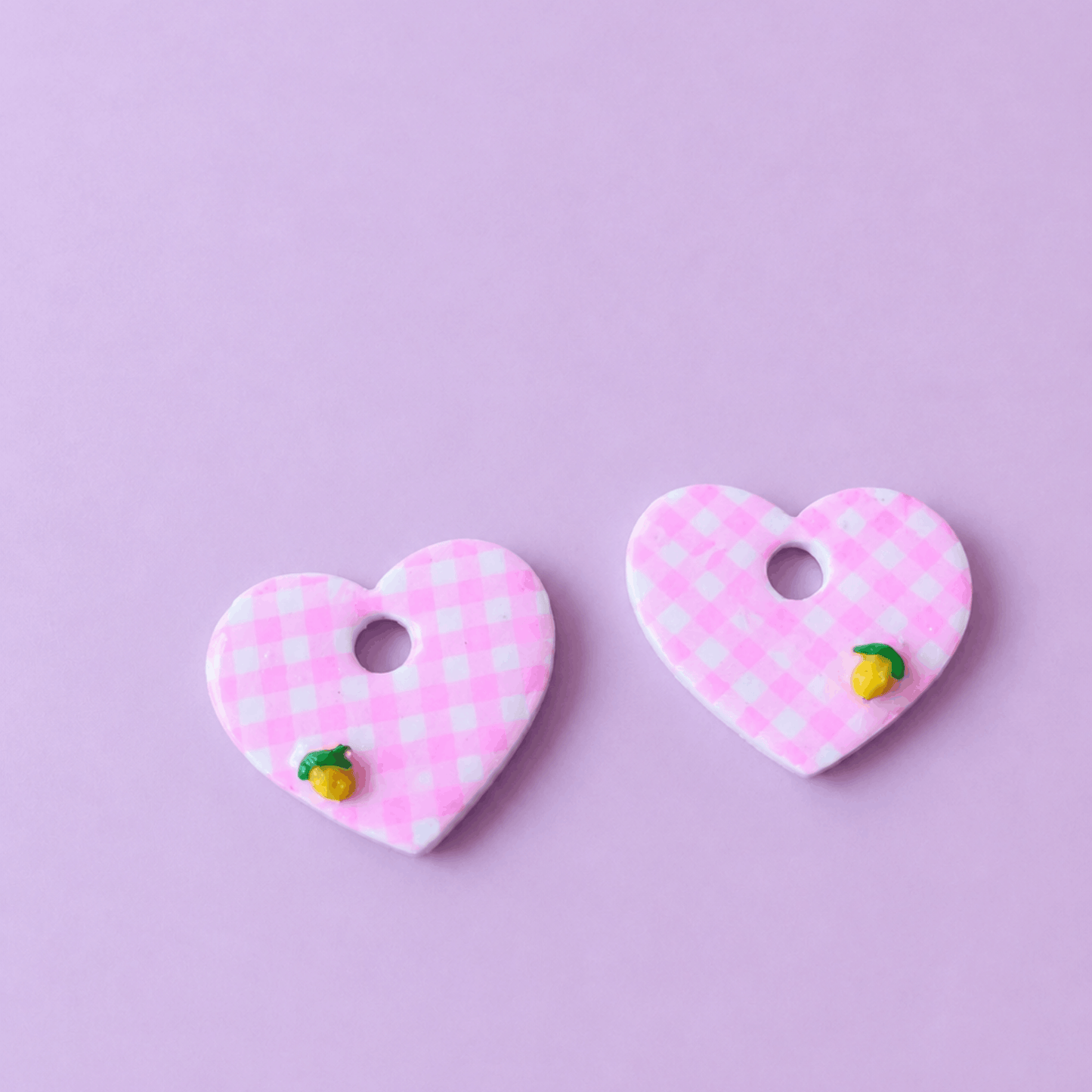 Coeur vichy rose citron