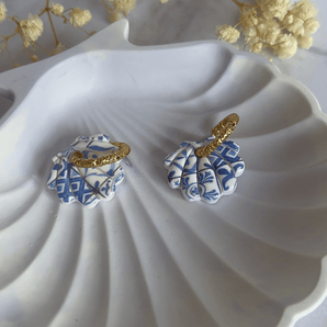Boucles coquillage bleu mosaïque