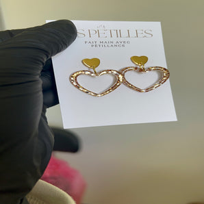 Boucle d'oreille cœur paillettes